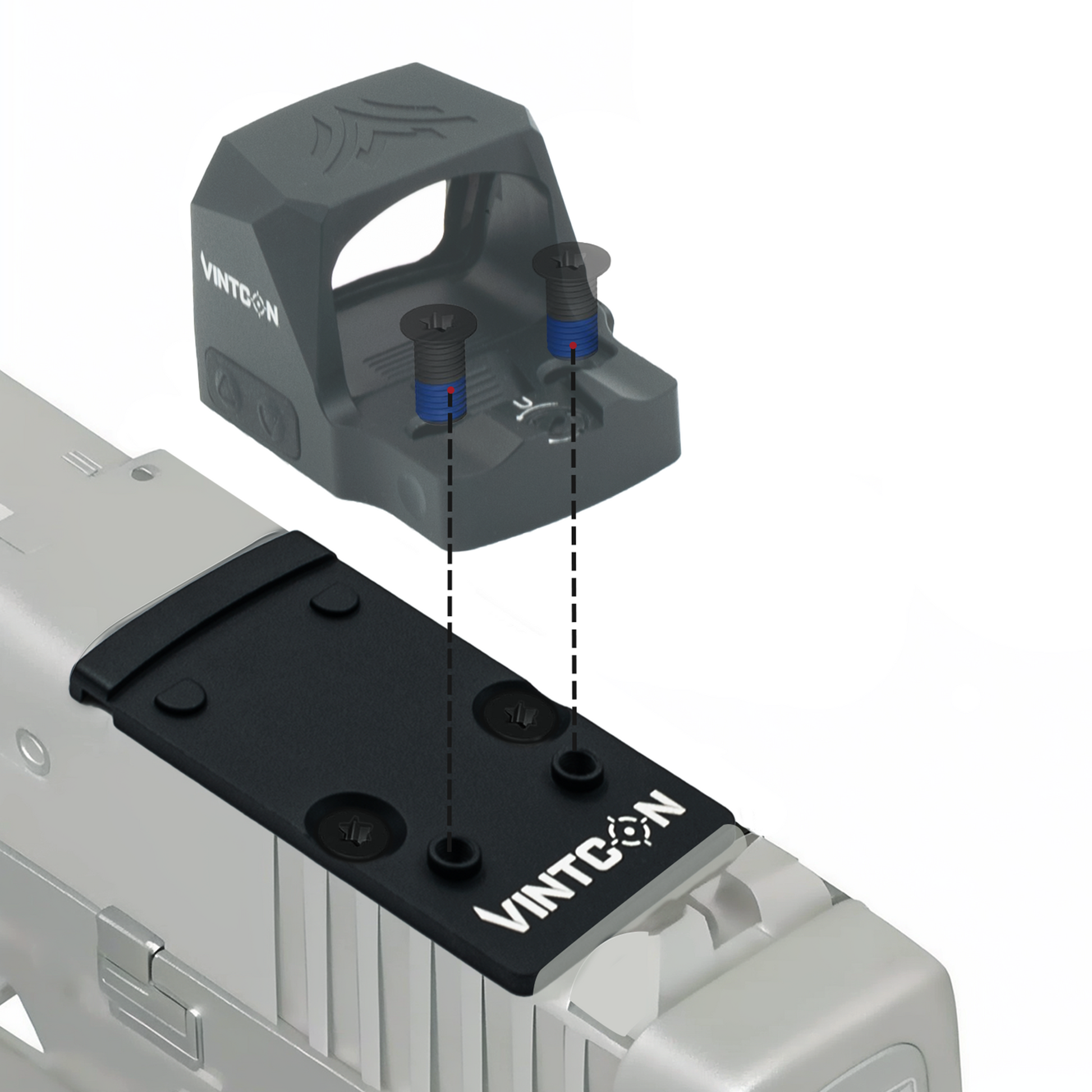 VINTCON RMR to RMSc Adapter Plate for RMR Slide Cut, Compatible with Standard RMSc Footprint Red Dot Sights Holosun 407K/507K Shield RMSC, Alloy Steel