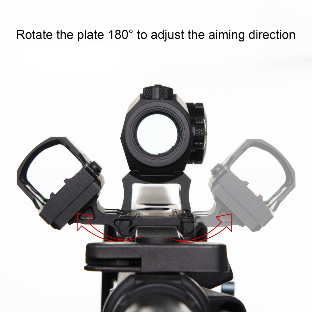 45 Degree Offset Picatinny Rail Mount for Red Dot Sight, Reversible Optic Plate Compatible with RMR or RMSc Footprint, Matte Black (RMSC/K Series)