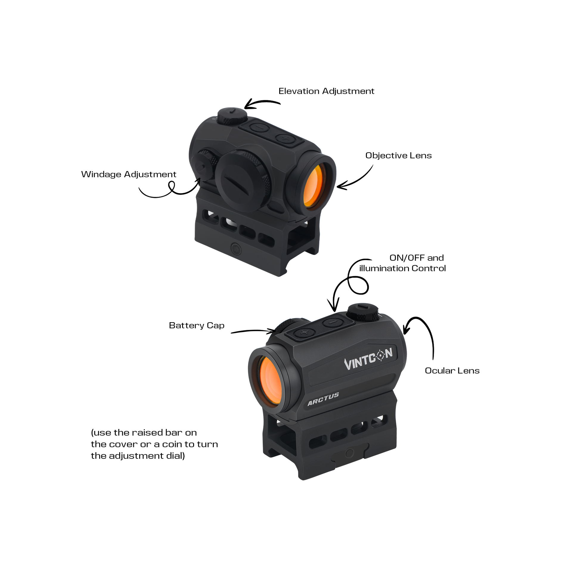 ARCTUS 2 MOA Red Dot Sight 1X20mm Rifle Enclosed Reflex Sight