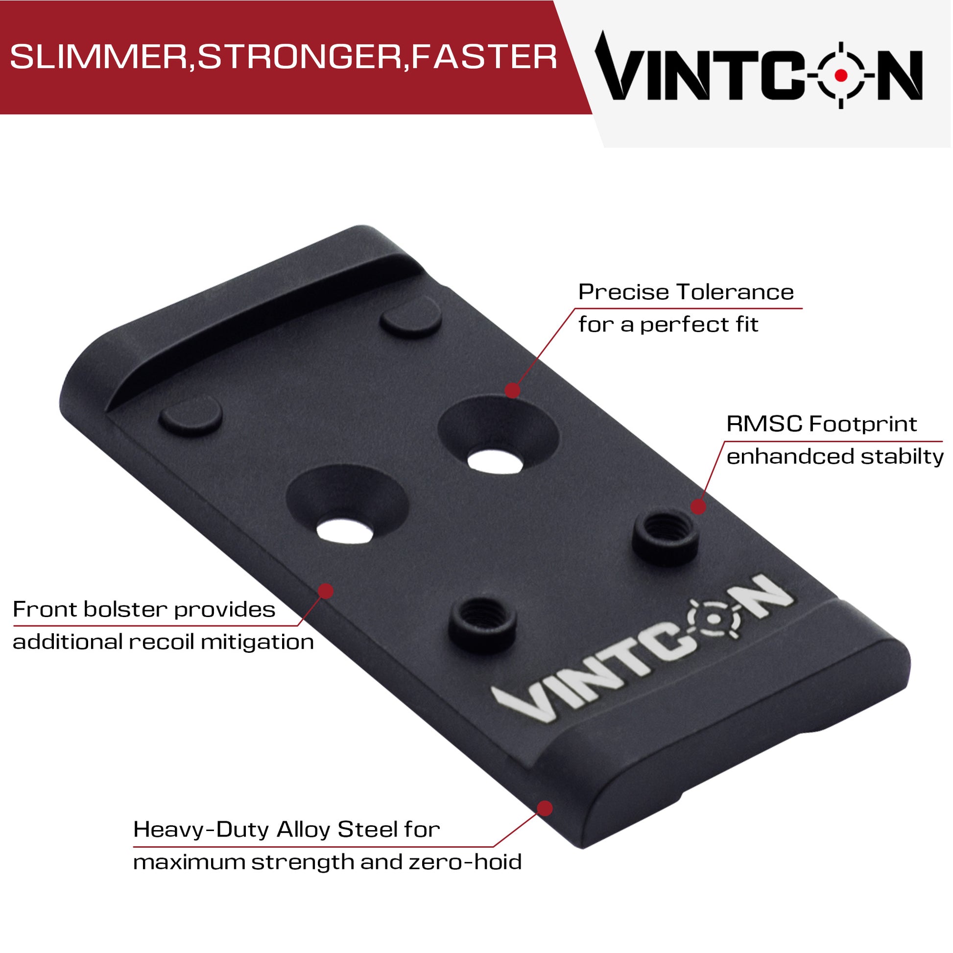 Optics Adapter Plate for Glock 17 19 MOS, Compatible with Holosun 407K 507K, Shield RMSC Footprint Red Dot Sight Mounting Plate, Alloy Steel