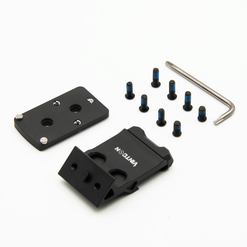 45 Degree Offset Picatinny Rail Mount for Red Dot Sight, Reversible Optic Plate Compatible with RMR or RMSc Footprint, Matte Black (RMSC/K Series)