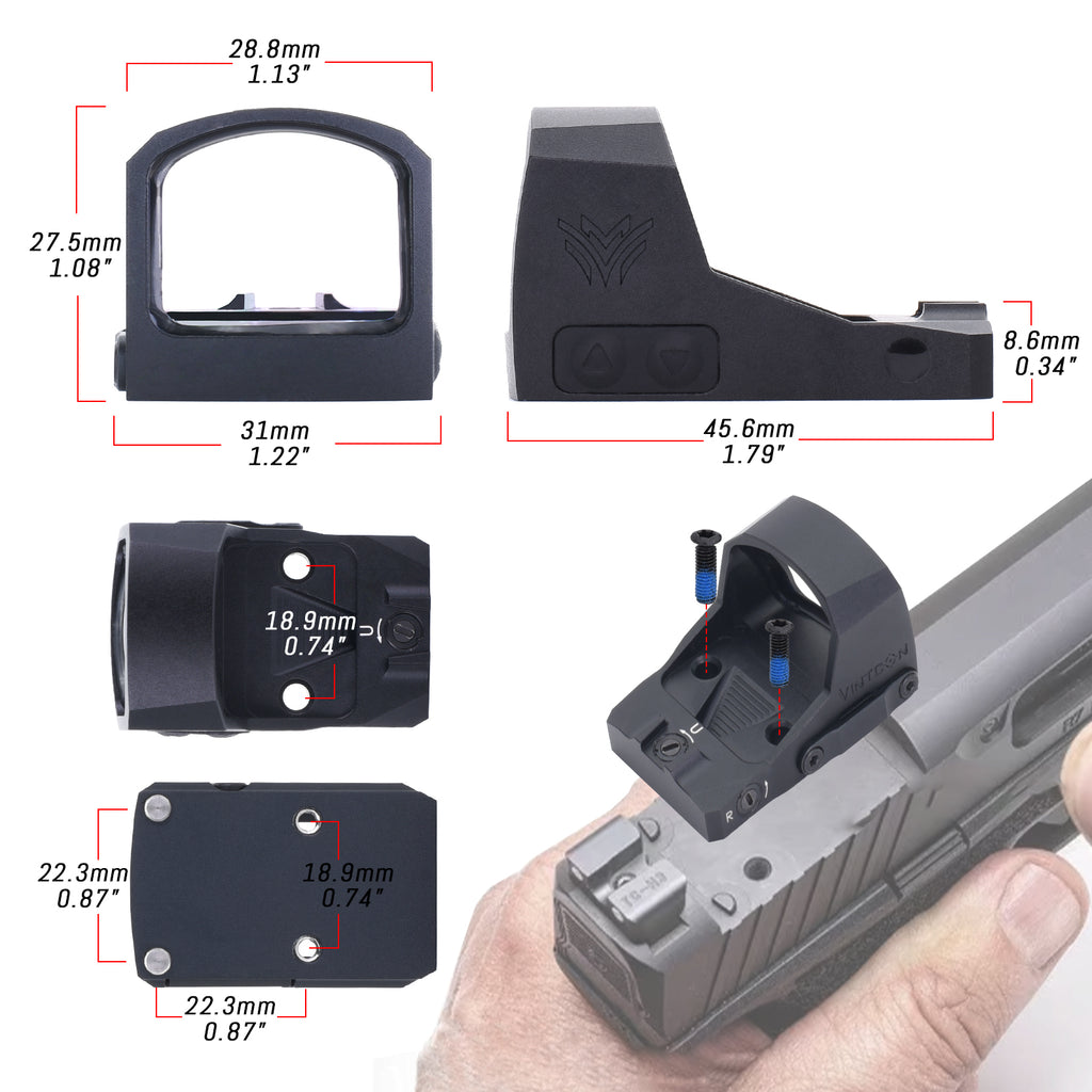 SIRIUS Green Dot Sight (RMR Pistol Cut) 3 MOA 7075-T6 Aluminum IPX7 Waterproof