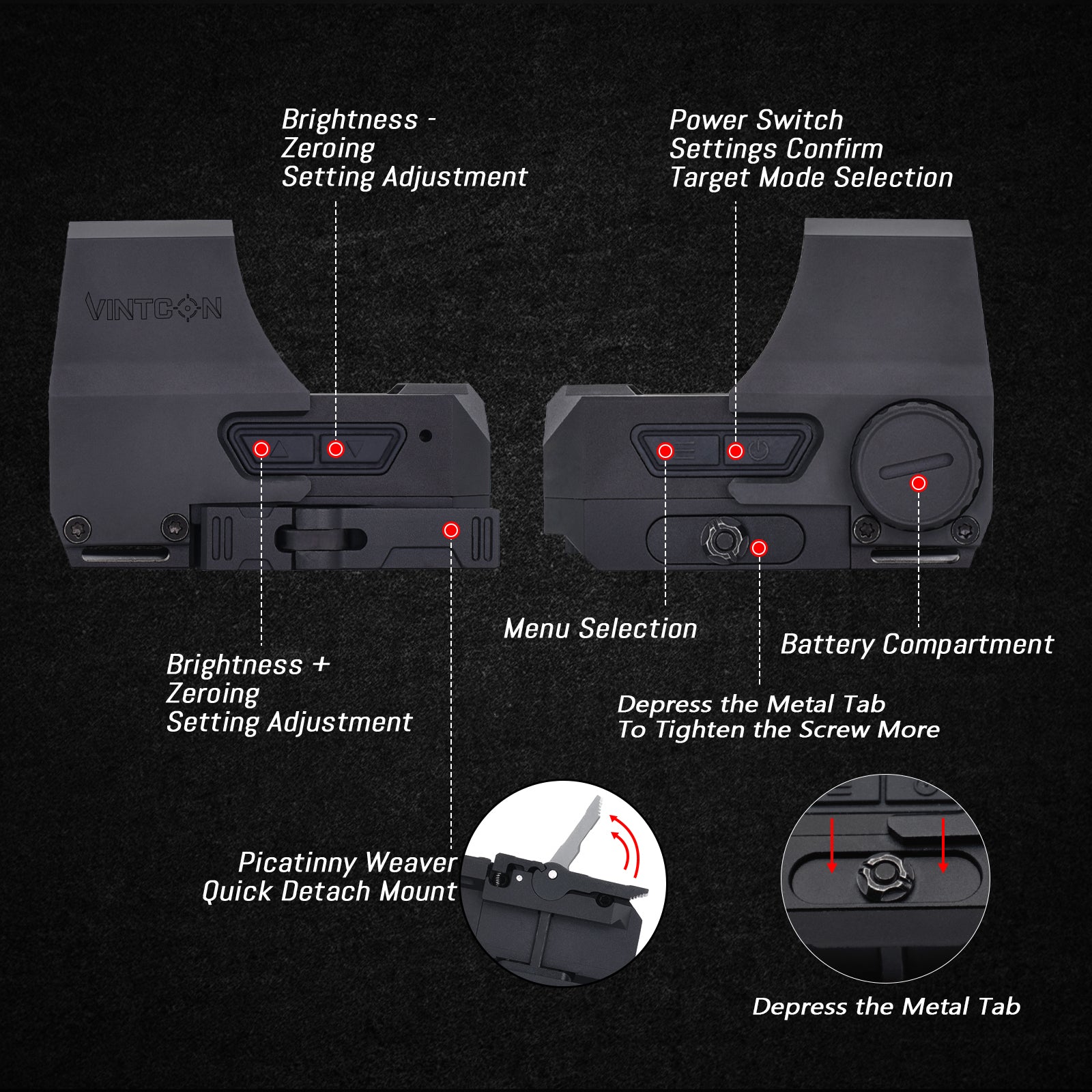 URSA 1x35mm HUD Digital Rifle Sight - Red Reticle
