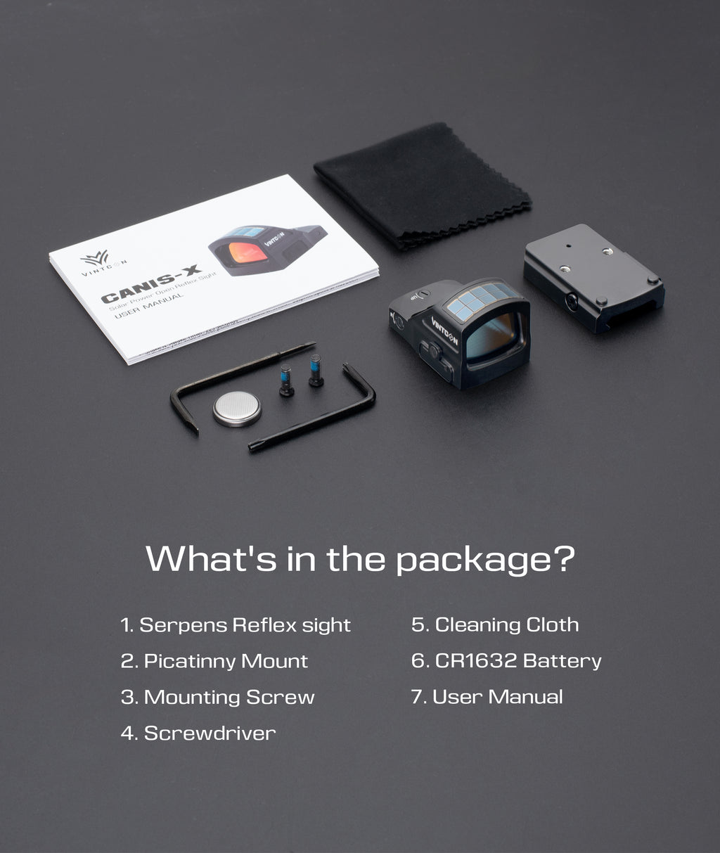 CANIS-X Solar Red Dot Sight (RMR Pistol Cut) Dual Power System & Multi-Reticle