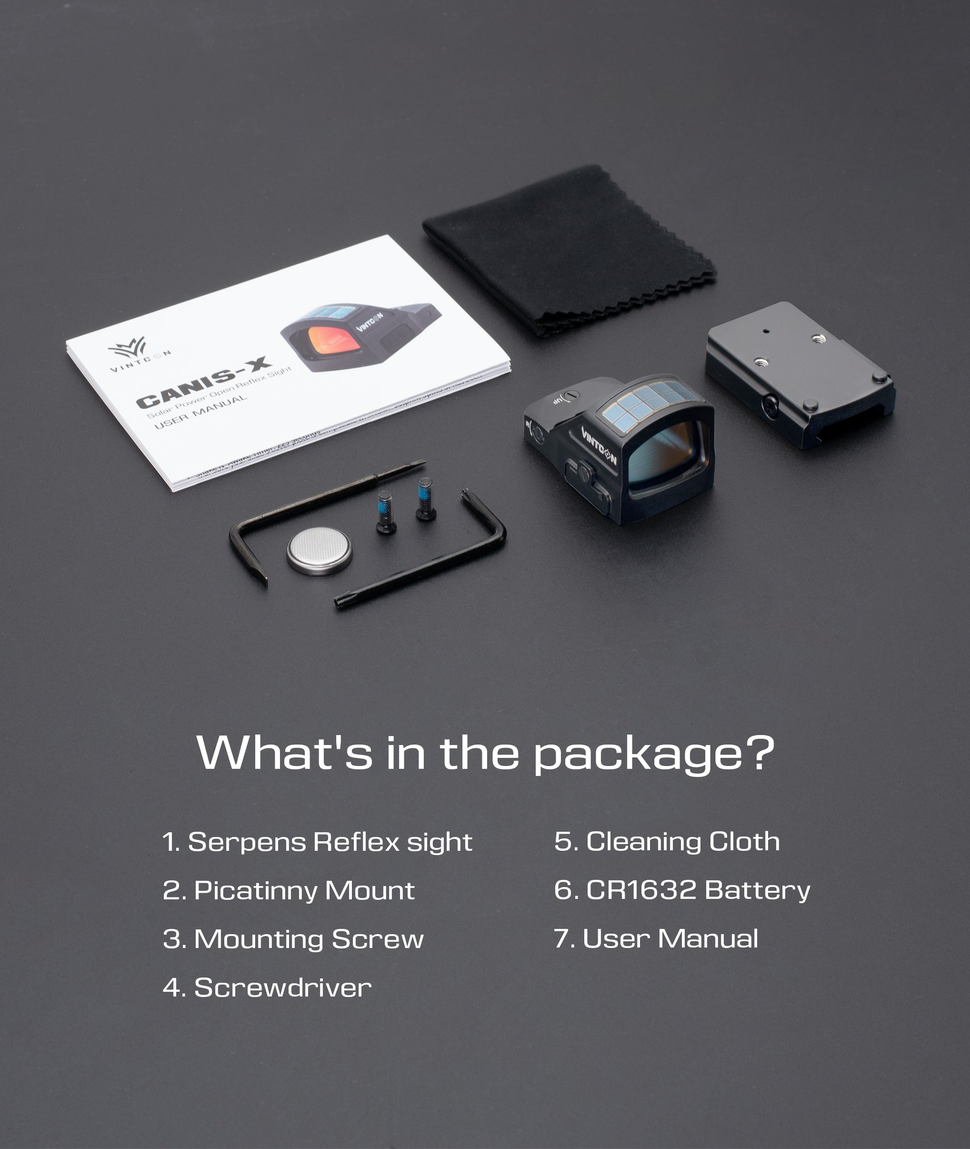 CANIS-X Solar Red Dot Sight (RMR Pistol Cut) Dual Power System & Multi-Reticle