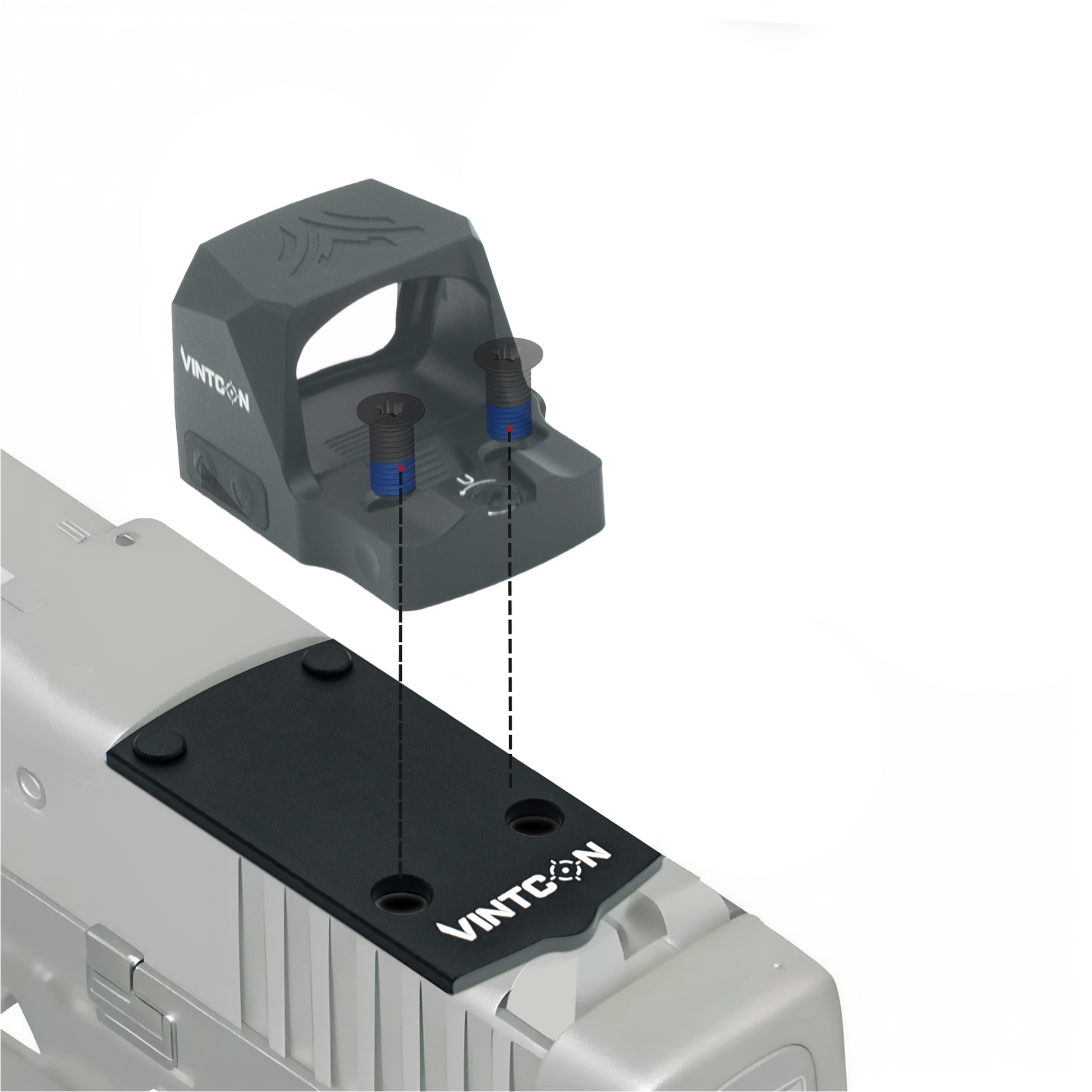 Vintcon Optic Adapter Plate for Glock 43X 48 MOS & Springfield Hellcat OSP Pro, Compatible with Holosun 407K 507K, RMSc Footprint Conversion Mount, Ultra Low Profile