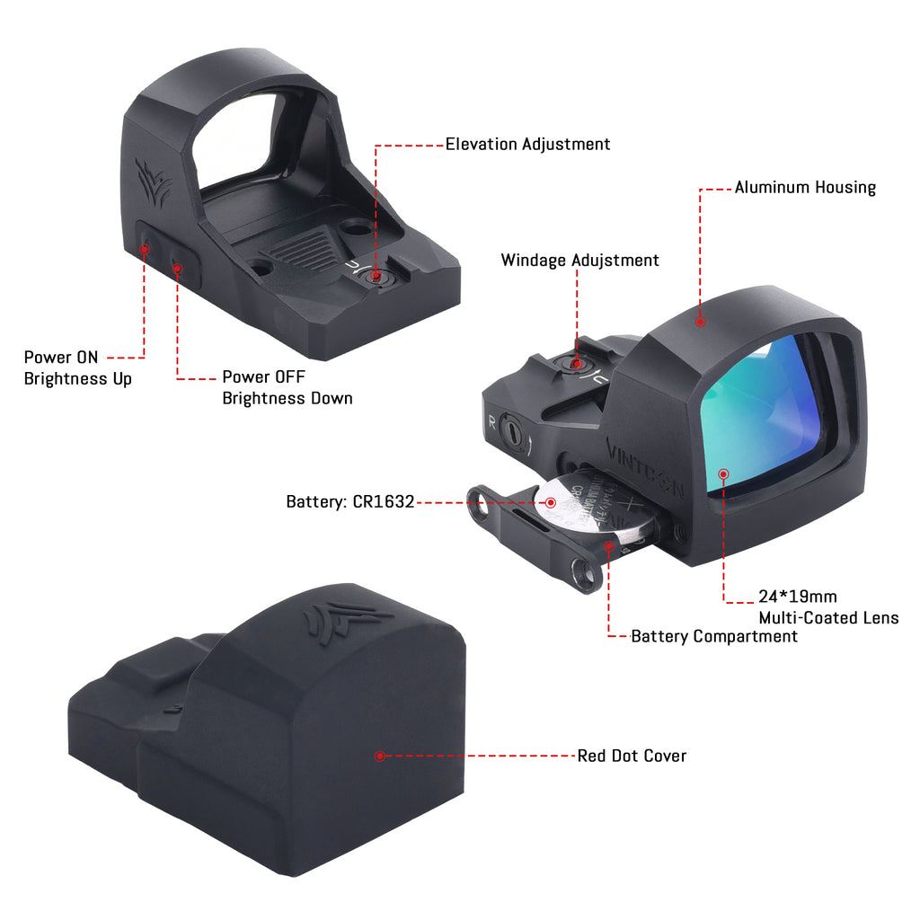 SIRIUS Green Dot Sight (RMR Pistol Cut) 3 MOA 7075-T6 Aluminum IPX7 Waterproof